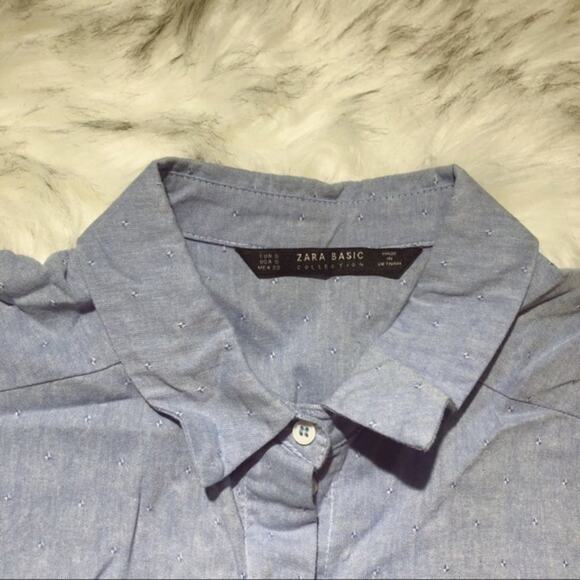 Zara Shirt Light Blue Button Up Office Work Career - Picture 8 of 8